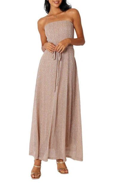 Petal And Pup Womens Farley Strapless Maxi Dress In Rose Gold Stripe