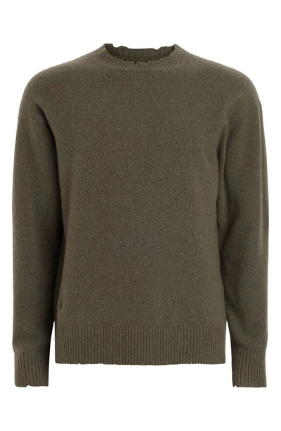 Shop Allsaints Luka Relaxed Fit Distressed Crewneck Sweater In Haze Green