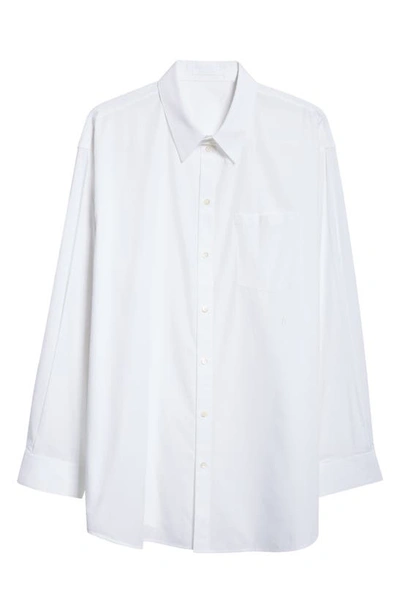 Shop Helmut Lang Oversize Cotton Poplin Button-up Shirt In White