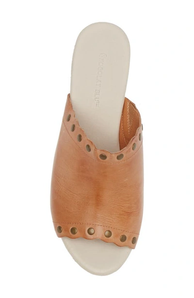Chocolat Blu Waldo Platform Wedge Slide Sandal In Camel Leather