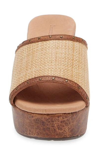 Chocolat Blu Guro Platform Sandal In Brown Combo Raffia