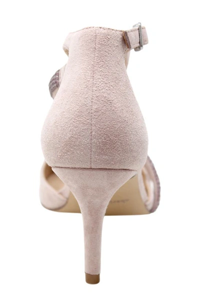 Shop Charles David Adorn Ankle Strap Pointed Toe Pump In Pinkish Suede W/ Rhinestones