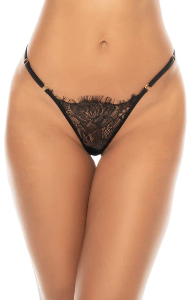 Mapalé Mapale Underwire Eyelash Lace Babydoll & G-string Set In Black
