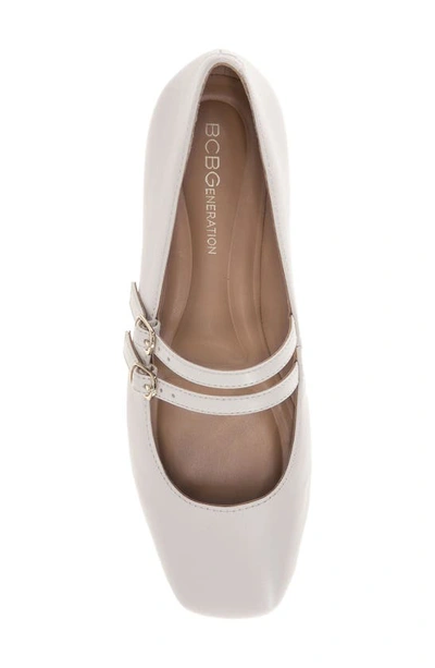 Bcbgeneration Women's Harisa Slip-on Buckle Square Toe Mary Jane Ballet Flats In Stone