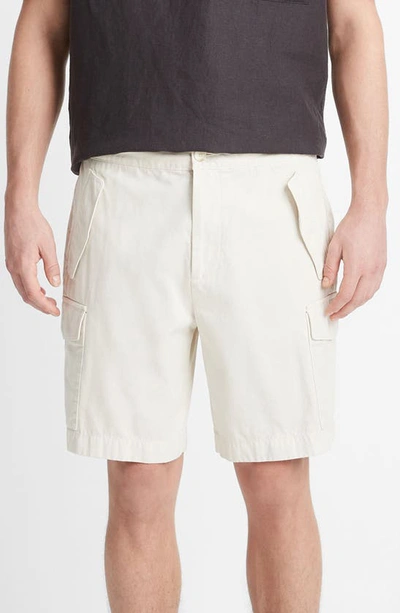 Shop Vince Cotton Twill Cargo Shorts In Deco Cream