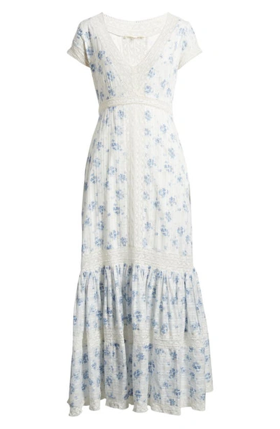 Shop Loveshackfancy Vermella Short Sleeve Cotton Maxi Dress In Skysail Blue