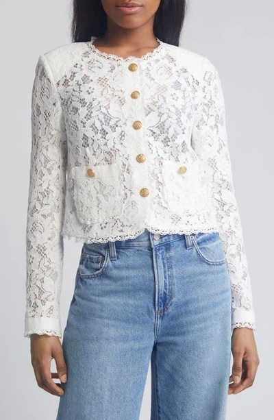 Shop Loveshackfancy Richard Lace Jacket In Off White