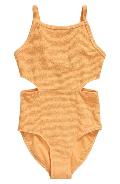 Shop Zella Girl Kids' Paradise Cutout One-piece Swimsuit In Coral Beads