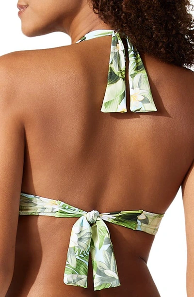 Shop Tommy Bahama Paradise Fronds Reversible Halter Bikini Top In Tea Leaf Reversible