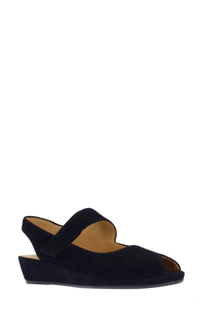 Shop L'amour Des Pieds Berilita Slingback Peep Toe Wedge Sandal In Black