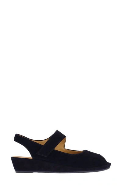 L'amour Des Pieds Berilita Slingback Peep Toe Wedge Sandal In Black