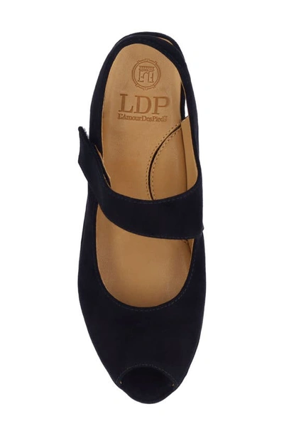 L'amour Des Pieds Berilita Slingback Peep Toe Wedge Sandal In Black