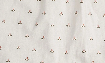 Shop Firsts By Petit Lem Tulip Print Linen & Cotton Romper In Beige
