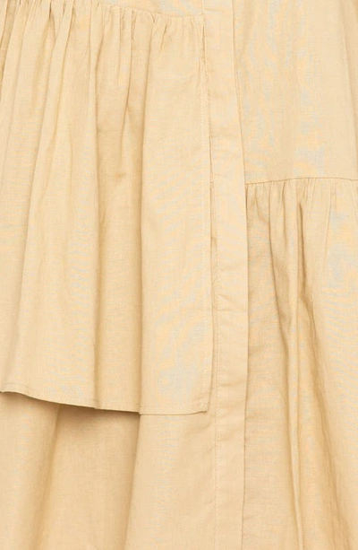 Buxom Couture Linen Flutter Mini Dress In Beige