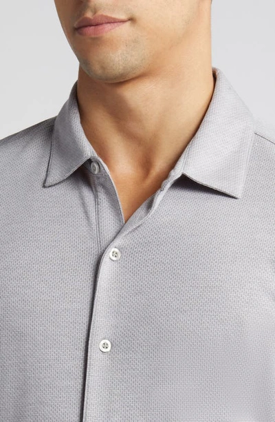 Robert Barakett Robbins Knit Short Sleeve Button-up Shirt In Grey