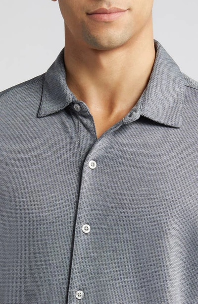 Shop Robert Barakett Robbins Knit Short Sleeve Button-up Shirt In Slate Blue
