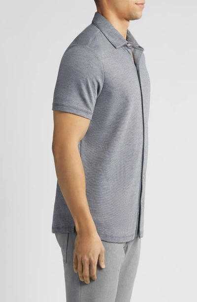 Robert Barakett Whitner Knit Short Sleeve Button-up Shirt In Slate Blue