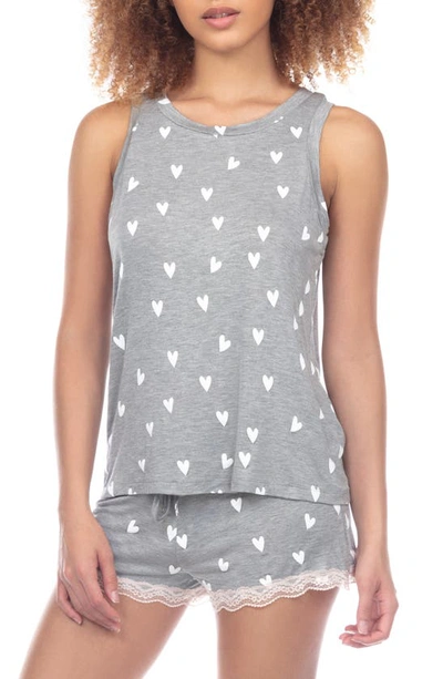 Shop Honeydew Intimates All American Shortie Pajamas In Heather Grey Hearts
