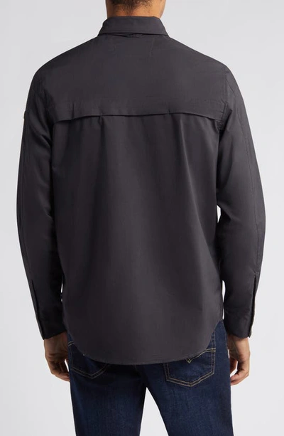 Shop Fjall Raven Abisko Trail Water Resistant Snap-up Shirt In Dark Grey