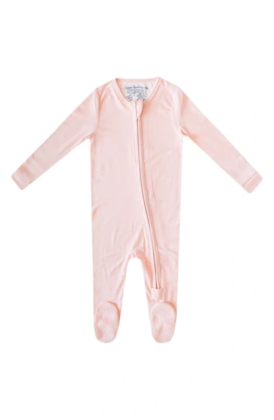 Shop Copper Pearl Zip-up Footie Pajamas In Blush