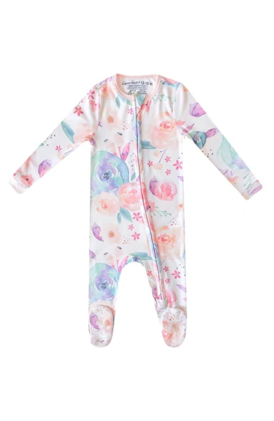 Shop Copper Pearl Zip-up Footie Pajamas In Bloom