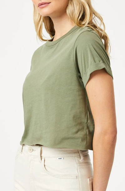 Mavi Jeans Raw Hem Crop T-shirt In Deep Lichen Green