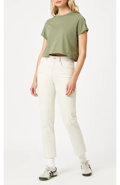 Mavi Jeans Raw Hem Crop T-shirt In Deep Lichen Green