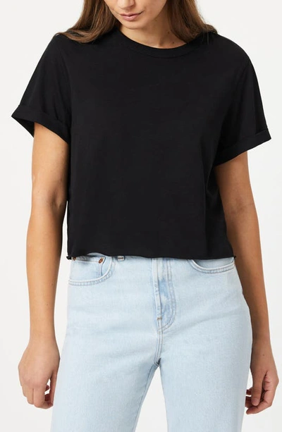 Shop Mavi Jeans Raw Hem Crop T-shirt In Black