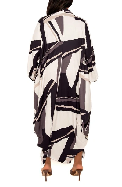 Buxom Couture Drape Maxi Shirtdress In Beige Multi