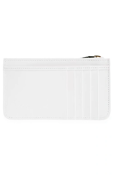 Shop Christian Louboutin Loubi54 Leather Zip Card Case In W240 Bianco/ Bianco