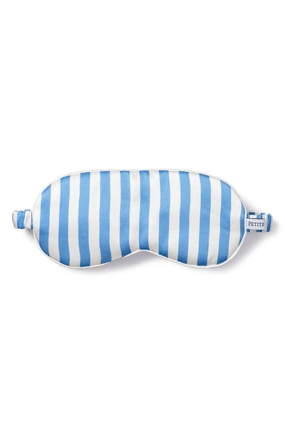 Shop Petite Plume Mulberry Azure Stripe Silk Sleep Mask In Blue