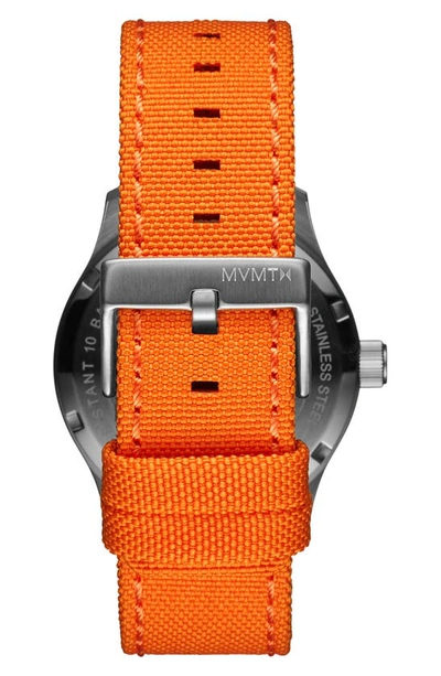 Shop Mvmt Watches Field Ii Nylon Strap Watch, 42.5mm In Orange/white