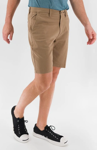 Shop Devil-dog Dungarees 9-inch Performance Stretch Chino Shorts In Dark Beige/ Khaki