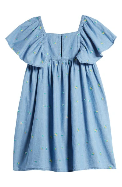 Shop Tucker + Tate Kids' Sweet Flutter Cotton Dress In Blue Wash Garden Embroidery