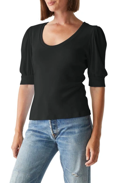 Shop Michael Stars Rosario Puff Sleeve Knit Top In Black