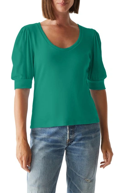Shop Michael Stars Rosario Puff Sleeve Knit Top In Kelly