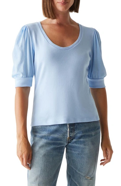 Shop Michael Stars Rosario Puff Sleeve Knit Top In Water