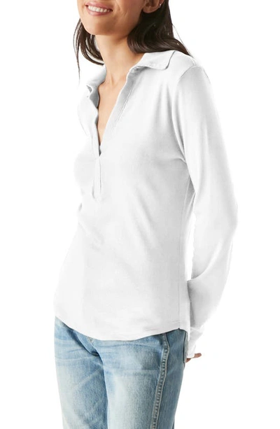 Shop Michael Stars Bleu Collar Long Sleeve Knit Top In White