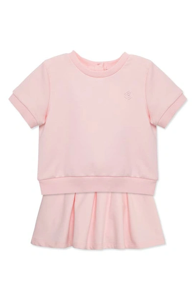 Shop Little Me Short Sleeve Stretch Organic Cotton Sweatshirt & Skort Set In Pink