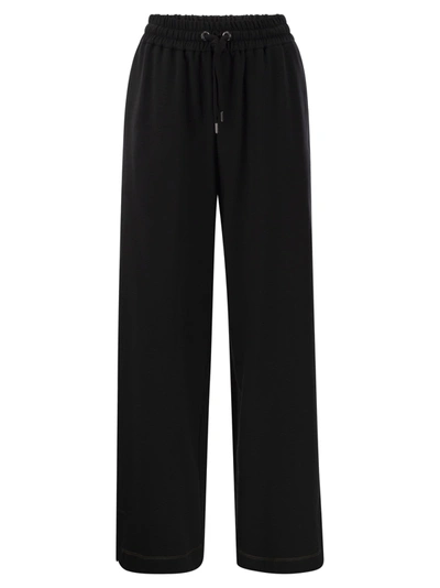 Shop Brunello Cucinelli Light Stretch Cotton Fleece Trousers With Shiny Tab