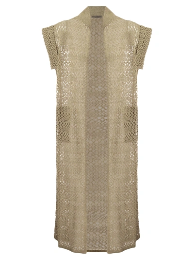 Shop Brunello Cucinelli Net Long Cardigan In Linen And Silk