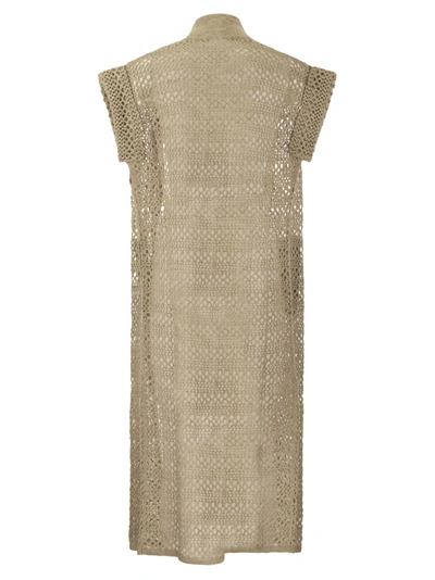 Shop Brunello Cucinelli Net Long Cardigan In Linen And Silk