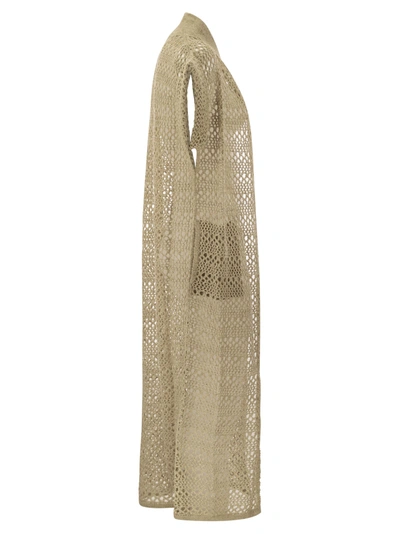 Shop Brunello Cucinelli Net Long Cardigan In Linen And Silk