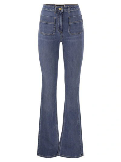 Shop Elisabetta Franchi Paw Jeans With Logo Plates