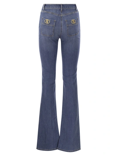 Shop Elisabetta Franchi Paw Jeans With Logo Plates