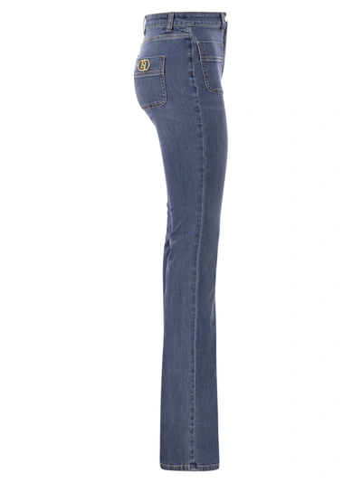 Shop Elisabetta Franchi Paw Jeans With Logo Plates