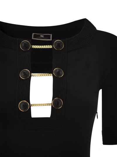 Shop Elisabetta Franchi Shiny Viscose Minidress With Twin Buttons
