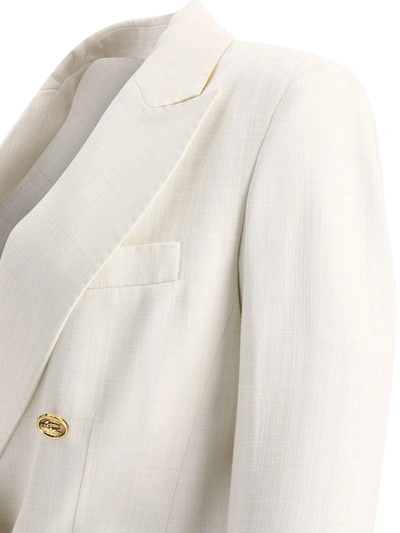 Shop Etro Double Breasted Blazer In Slub Fabric