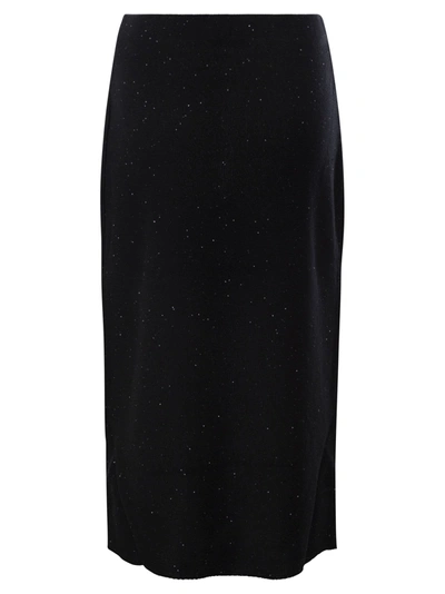 Shop Fabiana Filippi Cotton And Linen Pencil Skirt With Micro Sequins