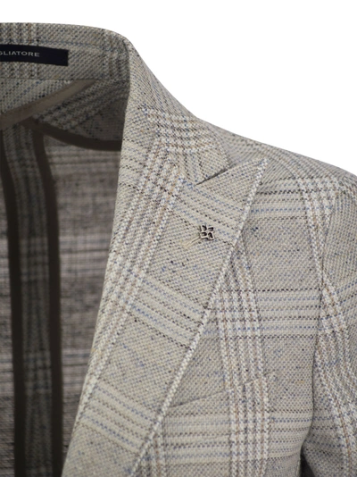 Shop Tagliatore Jacket With Tartan Pattern